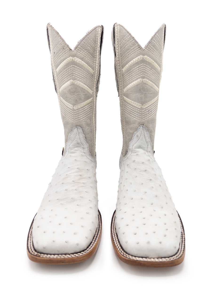 Bota Bulldog Avestruz Blanca Tejano Style Para Caballero