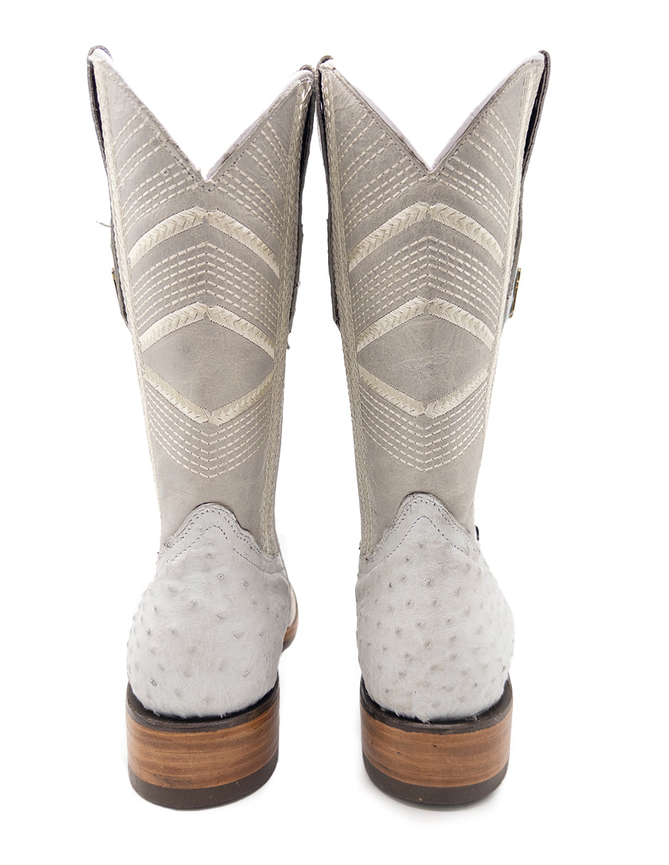 Bota Bulldog Avestruz Blanca Tejano Style Para Caballero
