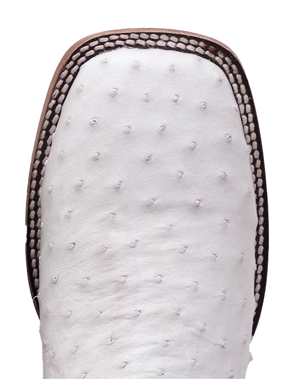Bota Bulldog Avestruz Blanca Tejano Style Para Caballero