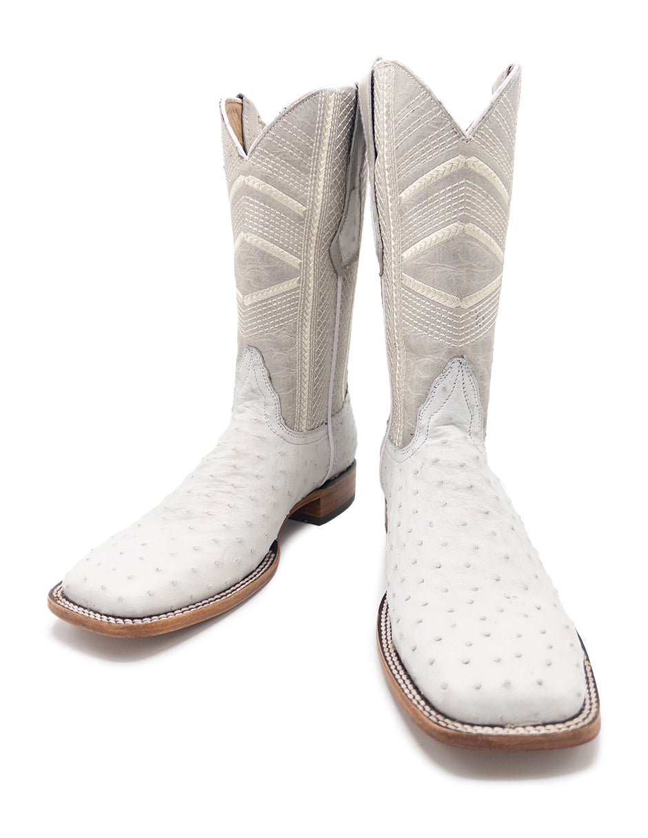 Bota Bulldog Avestruz Blanca Tejano Style Para Caballero