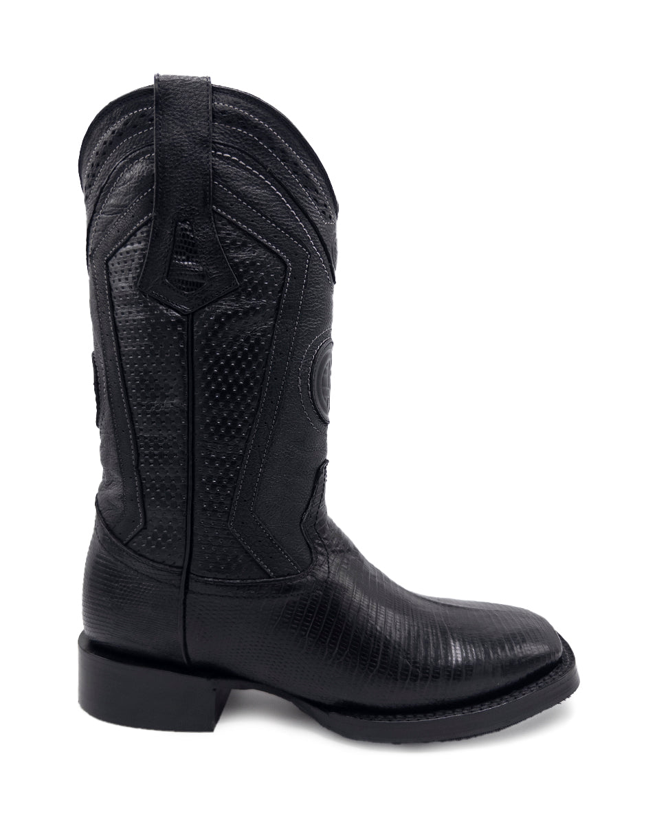 Bota Lizard Negra Punta Bulldog Para Caballero