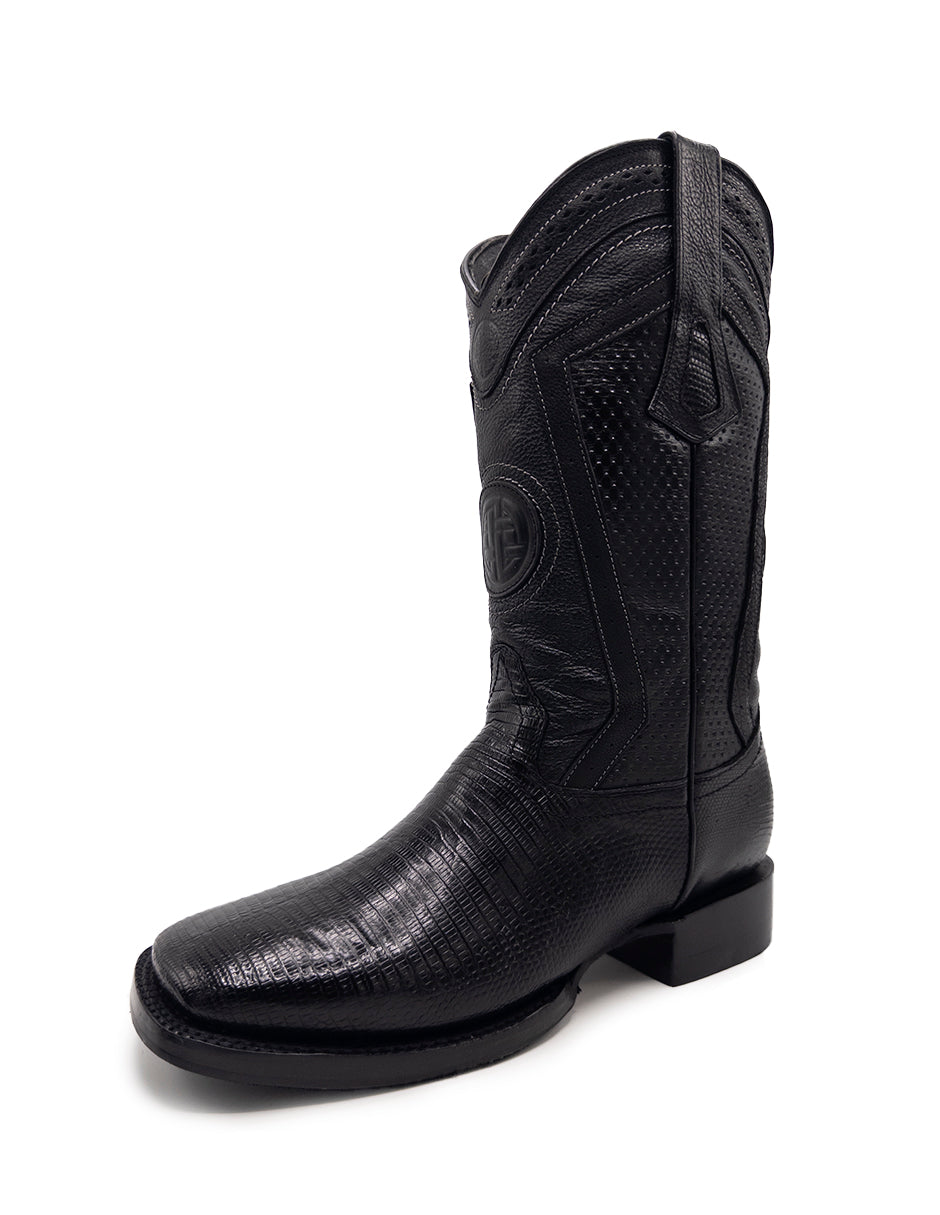 Bota Lizard Negra Punta Bulldog Para Caballero