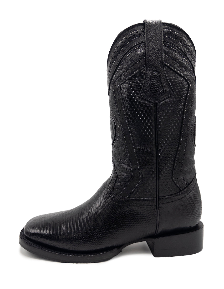 Bota Lizard Negra Punta Bulldog Para Caballero