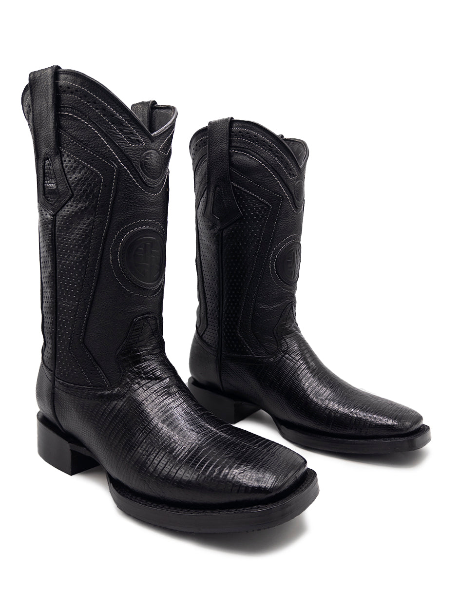 Bota Lizard Negra Punta Bulldog Para Caballero