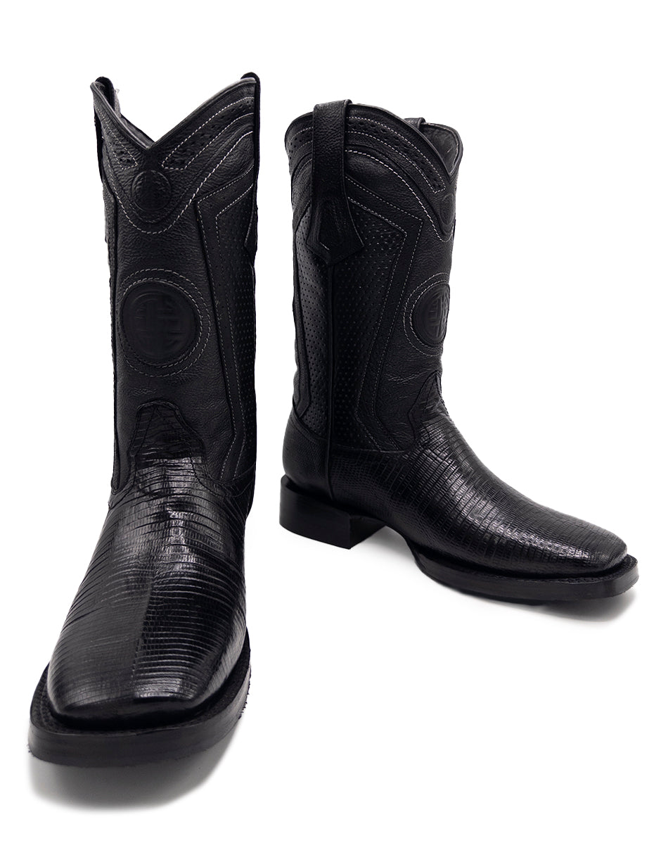 Bota Lizard Negra Punta Bulldog Para Caballero