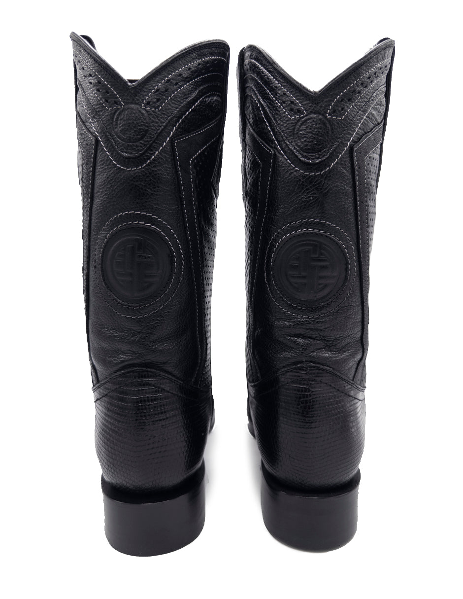 Bota Lizard Negra Punta Bulldog Para Caballero