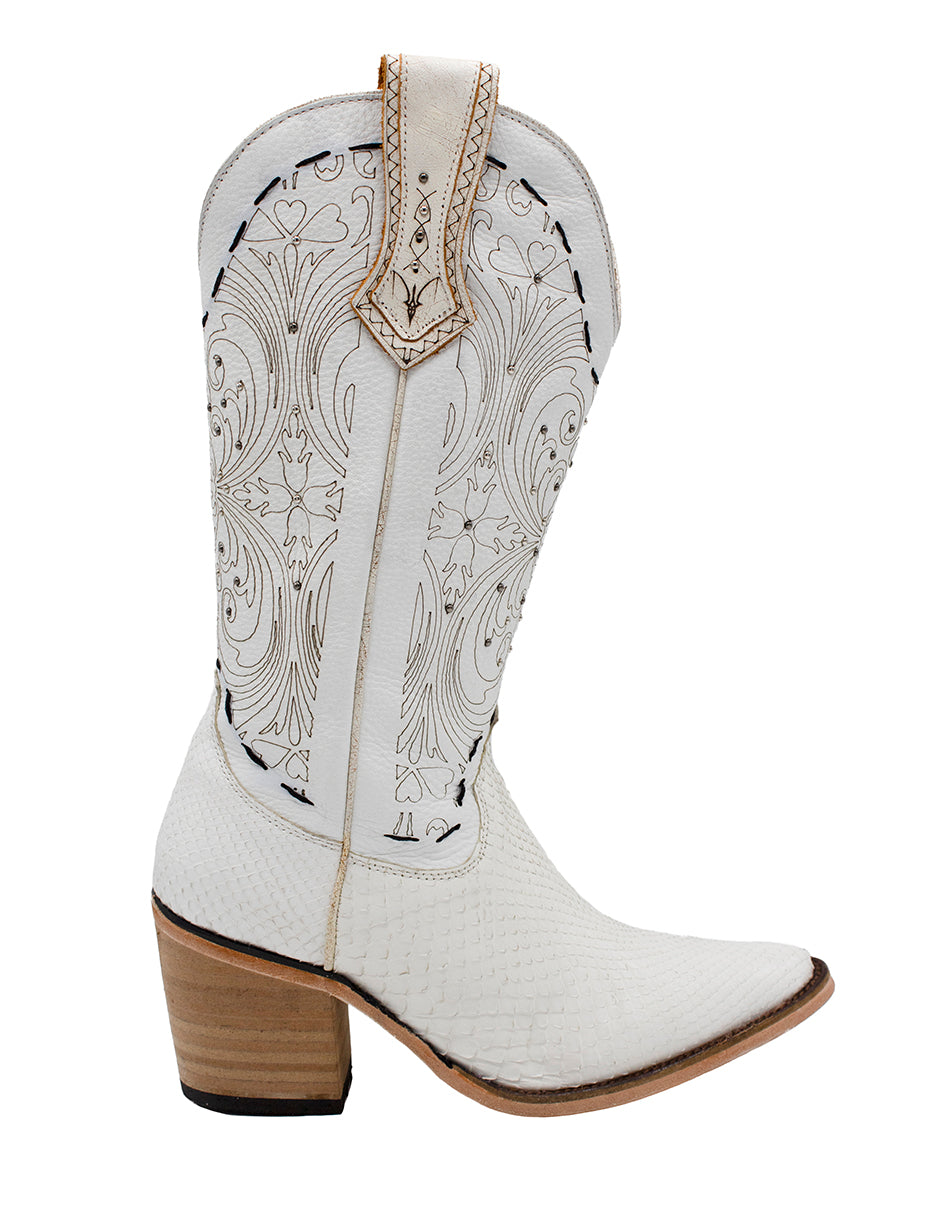 Bota Pitón Blanco para Dama