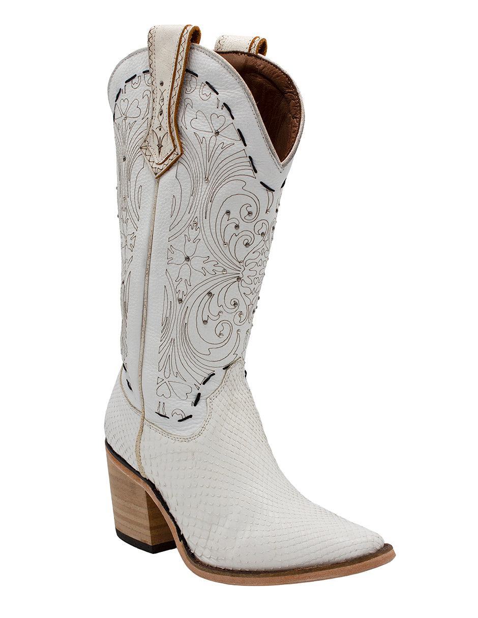 Bota Pitón Blanco para Dama