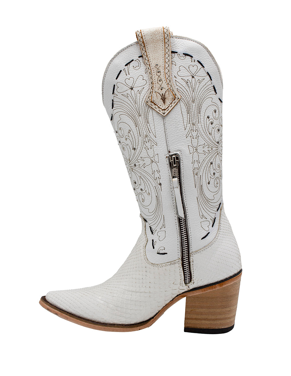 Bota Pitón Blanco para Dama
