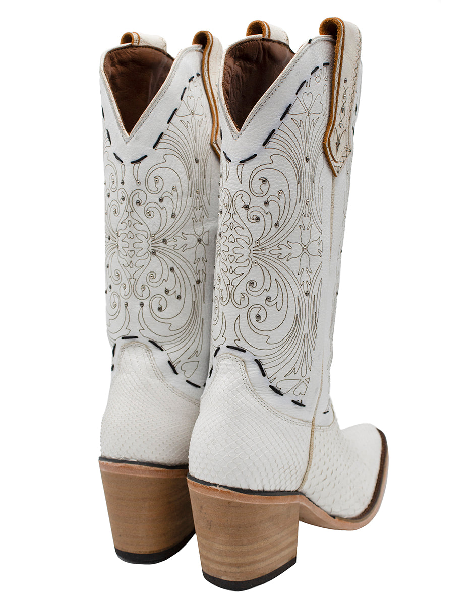 Bota Pitón Blanco para Dama