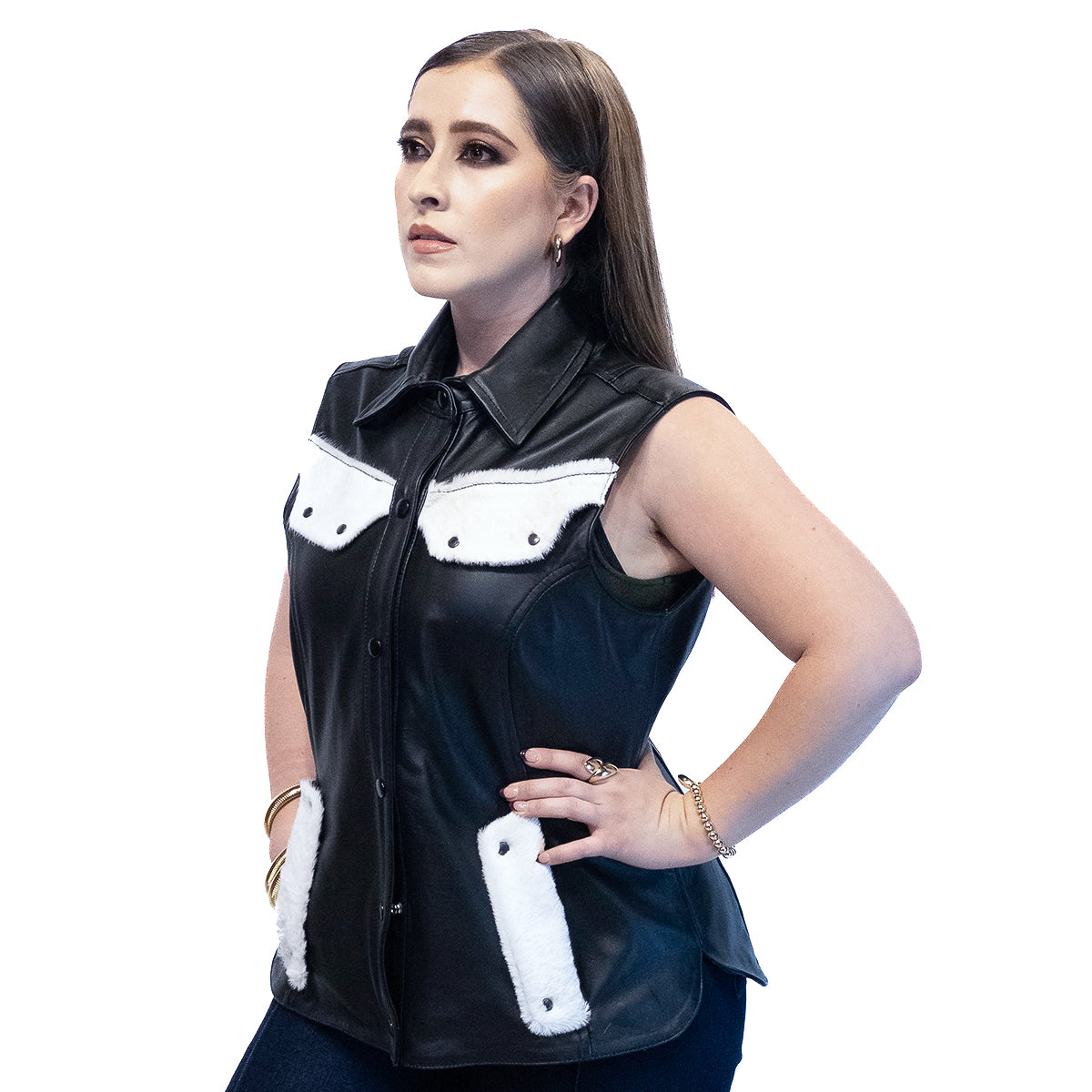 Wild West Vest  (Chaleco Negro Pelo) para Dama